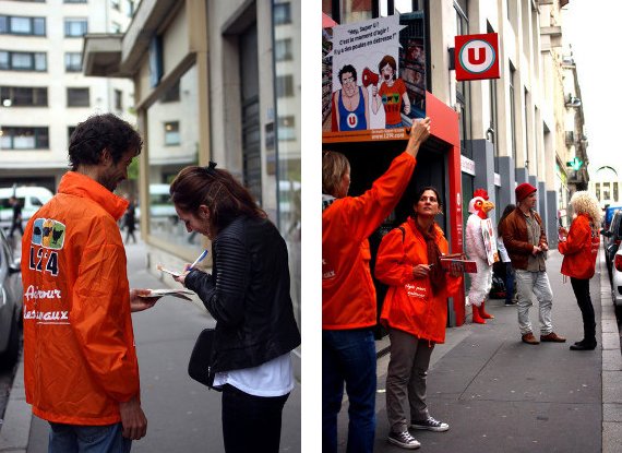 photo d'action devant un magasin U