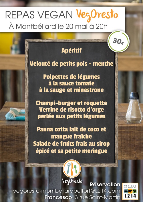 menu vegan à Montbeliard