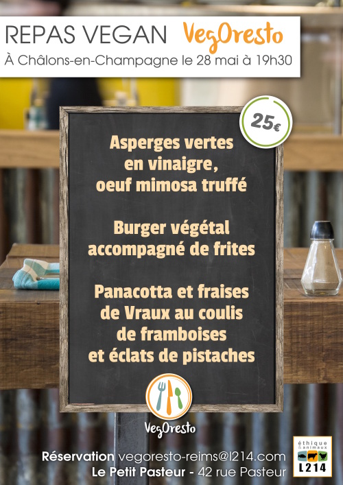 menu vegan à Châlons