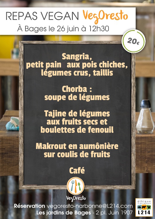 menu vegan à Bages