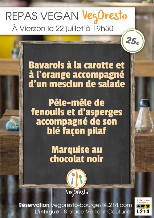 menu vegan à Vierzon