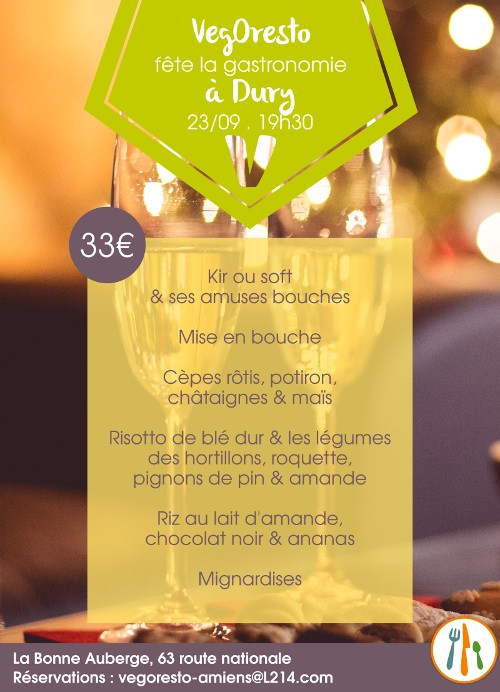 menu vegan à Dury
