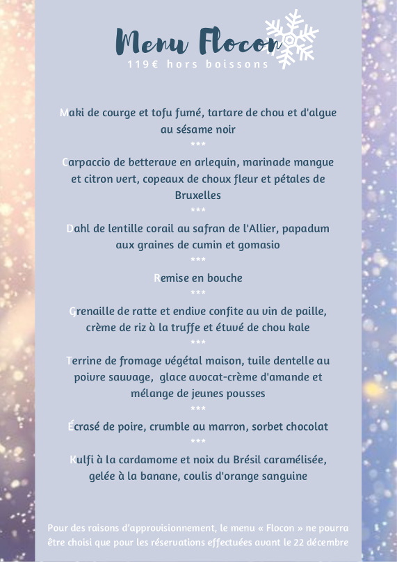 menu vegan à Ygrande