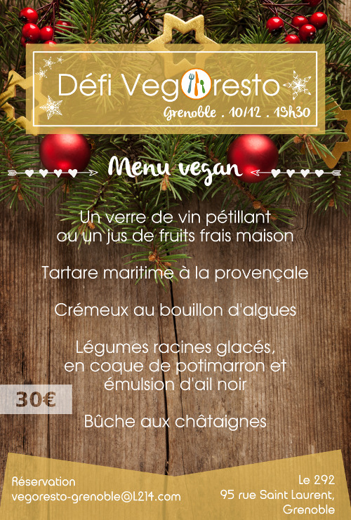 menu vegan Grenoble