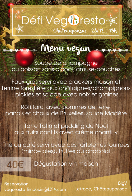 menu vegan Châteauponsac