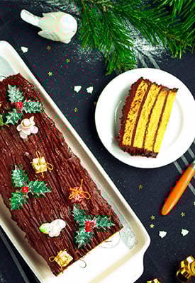 Bûche de Noël amande et ganache chocolat